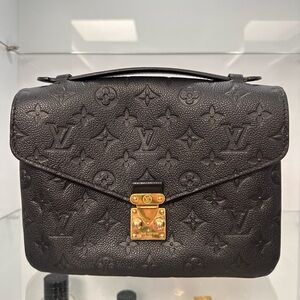 Louis Vuitton Black Satchel with Monogram Embossing